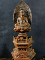 老黃楊木雕全手工打造～釋迦牟尼佛像，全高30直徑13厘米，（