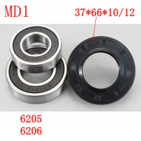 for Midea drum washing machine Water seal（37*66*10/12）+bearings 2 PCs（6205 6206）Oil seal Sealing ring parts