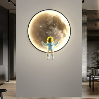 新款宇航員裝飾畫壁燈入戶玄關墻壁燈護眼兒童房太空人壁畫燈 全館免運