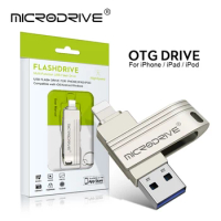 2 in 1 OTG Usb 3.0 Flash Drive for iPhone 64GB 128GB 256GB 512GB USB To Lightning Metal Pendrive for iPhone7/8/9/11/12/13 /Ipad