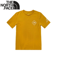 【The North Face 男 排汗透氣短袖T恤《黃》】5B34/背部戶外圖騰印花圓領短袖T恤/運動衫