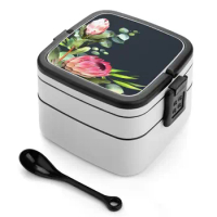 Bush Blue Bento Box Leak-Proof Square Lunch Box With Compartment Protea Native Native Flower Pink Blue Flowers Floral Modern