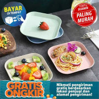 GRATIS ONGKIR Piring Makanan Buah Warna Warni Bahan Jerami / Piring Plastik / Piring murah / Piring