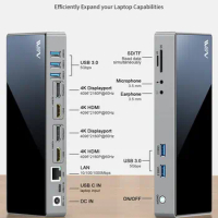 USB3.0 Docking Station Single 5K / Dual 4K @ 60Hz Video Output Displaylink Support Multi-interface External for MAC WIN System