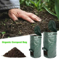 Collapsible Garden Yard Compost Bag with Lid Environmental Organic Ferment Waste Collector Refuse Sacks Composter Bin Bag