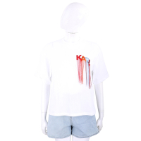 Karl Lagerfeld Fringe 多彩刺繡字母流蘇白色短袖棉質TEE T恤(女款)