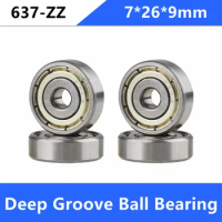 100pcs/lot 637ZZ 637-ZZ 637 ZZ 7*26*9mm Deep Groove Ball bearing Mini Miniature Ball Bearings 7x26x9mm