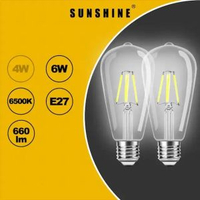 陽光 - LED燈膽(復古ST64燈絲球泡) - 6W / E27大螺頭 / 白光6500K #LED球膽 #LED燈泡 (LFSTC-6E27D)