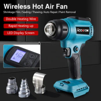 Electric Heat Hot Air Gun Handheld Cordless Hot air blower with 3 Nozzles LED Display Industrial Home Hair Dryer for Makita 18V