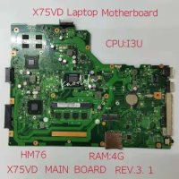 X75VD Laptop Motherboard X75VB X75VD X75VC X75VCP X75VD1 X75V Mainboard HM76 4GB-RAM I3-CPU REV.3.1 100% Test ok