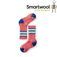 【SmartWool 美國 兒童 健行中級避震條紋中長襪《珊瑚紅》】SW001105/排汗襪/保暖襪/兒童襪