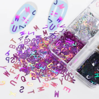 Holographic Sequins Alphabet Flakes Epoxy Resin Silicone Mold Filler Laser Letter Glitter Resin Jewelry Filling Nail Art Decor