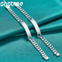 SHSTONE 925 Sterling Silver 2/PCS 8mm/10mm Chain Bracelet Bangle Series Set For Woman Man Wedding Party Jewelry Accessories Gift