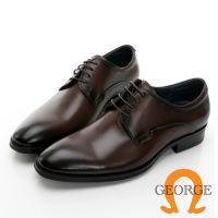 GEORGE 喬治皮鞋經典系列 真皮圓頭素面木紋紳士鞋 -咖啡 115014CZ