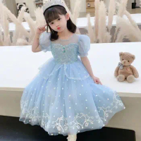 Disney Girl Dress Birthday Party for Children Costume With Dress Kids Evening Clothes Princess Gown Party Dress Frozen Elsa