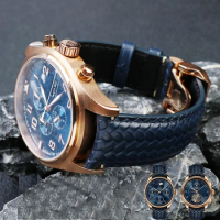 22mm High Quality Genuine Leather Watchband Fit For IWC IW503312 IW500713 IW344205 Blue Cowhide Watch Strap Men Pin buckle