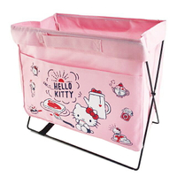 小禮堂 Hello Kitty 折疊鐵架帆布收納籃 (粉色款)