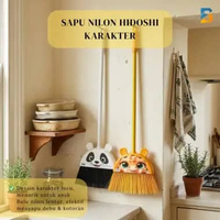 Sapu Lantai Karakter Panda Jerapah / Sapu Nylon Warna Gagang Panjang 120cm