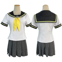 Holoun P4 Skirt Plaid Embroidered School Badge Cosplay Costume Women Plaid Summer Sailor Model Bow T