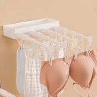 Wall Mounted Drying Rack Space Saver Clothes Rack With Clips Storage Space Hanger Rack For Underwear Panties Indoor Household