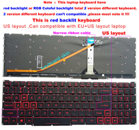 US Red Backlit คีย์บอร์ดสำหรับ Acer Nitro 5 AN515-57 AN515-45 AN515-55 N20C1 Predator Helios 300 AN515-56