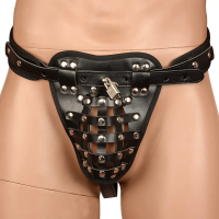 PU Leather Male Chastity Cage Belt Device Pants Underwear Lock  Rings BD    for Men  Games 18