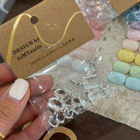 AiMTnails 東洲高品冰透混合型號鑽透底方糖鑽尖底鑽美甲飾品-透白色混合一包16顆 均碼-款式3