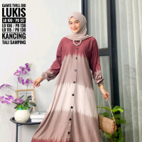GAMIS TWILL ORI JUMPUTAN GRADASI WARNA ROSE GOLD BY BAKRY BATIK - GAMIS KEKINIAN - GAMIS BATIK PEKAL