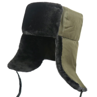 Mens Winter Soviet Badge Lei Feng Hats Russian Ushanka Hat Outdoor Warm Thickened Faux Rabbit Fur Wi