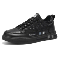 New men's shoes, flat men's sneakers, black leather men's casual shoes, student crocodile pattern sh