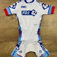LASER CUT Skinsuit 2016 FDJ TEAM White RETRO CLASSIC Bodysuit SHORT Cycling Jersey Bike Bicycle Clothing Maillot Ropa Ciclismo