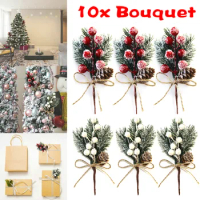 Christmas Artificial Pine Branch Christmas Pendant Berry Plant Gift Box Decoration Xmas Wedding DIY Wreath Christmas Decoration