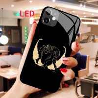 Venom Luminous Tempered Glass phone case For Apple iphone 12 11 Pro Max XS mini Acoustic Control Protect LED Backlight cover