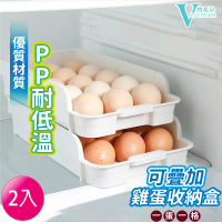 【VENCEDOR】雞蛋收納盒2層(冰箱置物盒 冰箱抽屜 蔬果盒 瀝水保鮮盒-2入)
