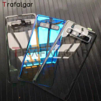 Trafalgar Clear Glass For Samsung Galaxy S10 Plus 5G S10e Battery Cover Back Glass Panel Rear Housing Case Replacement+Sticker