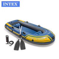 Intex 68370 Challenger 3 Boat Set Inflatable Drift Kayak Inflatable Triple Rubber Fishing Boat