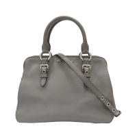 【二手名牌BRAND OFF】MIU MIU 謬謬 灰色 牛皮 兩用包