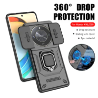 HonorX9A Case Hard Armor Shockproof Slide Lens Phone Cover For Honor X9b x9a x 9a 9 a b honorx9b 5G Magnetic Holder Ring Coques
