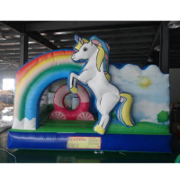 Factory sale PVC Horse Look Inflatable trampoline bouncy house with slide birthday gift for kids