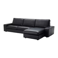 KIVIK 四人座沙發, 含躺椅/grann/bomstad 黑色, 318x163x83 公分