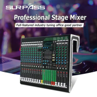 16-Channel Mixer Professional 48V Phantom Power Built-in USB Player Bluetooth 5.0 Audio Interface and Playback Mixer DJ Console