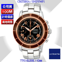 SEIKO 精工 Criteria系列/三眼計時 金棕羅馬字腕錶42㎜ SK004(SNDY94P1/7T92-0LE0K)