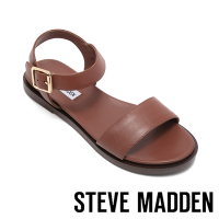 STEVE MADDEN-BELMONTE 一字帶素面涼拖鞋-棕色