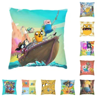 Fashion Adventure Time Cushion Cover 45x45cm Velvet Adventure Anime Movie Pillow Case for Sofa Square Pillowcase Home Decor