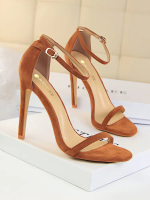126-9 Sandal Cao Gót BIGTREE Phong Cách Âu Mỹ Đơn Giản Da lộn Gót Nhọn - Hàng Chính Hãng-oder