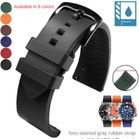General Brand Flat Interface Fluororubber Watch Strap With Men And Women 19/20/21/22/23/24mm