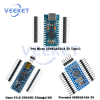 5V Pro Mini Module Atmega168 Atmega32U4 Control Board Plug-in Crystal Oscillator For Arduino Mini USB CH340 Nano V3.0 16Mhz
