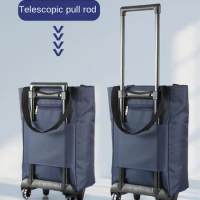 Grocery Cart Trolley, Family Supermarket Shopping Cart, Hand Cart Trailer, Folding Portable Shopping Bag Trolley Car