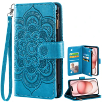 Flip Leather Zipper Pocket Wallet Multiple Card Slots Phone Cover For Apple iPhone 13 mini 13mini 13Pro 13Promax 13 Pro Max 13