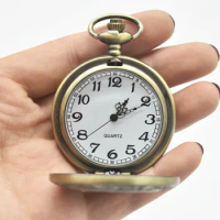 Large Black Hollow Roman Necklace Pocket Watch Silver Gold Face Numbers Vintage Pocket Watch Gift Watch
